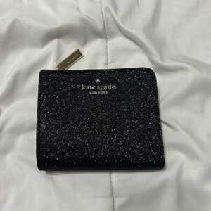 kate spade Black Glitter Zip Wallet